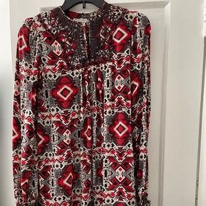 Printed beaded embroidered silk dress